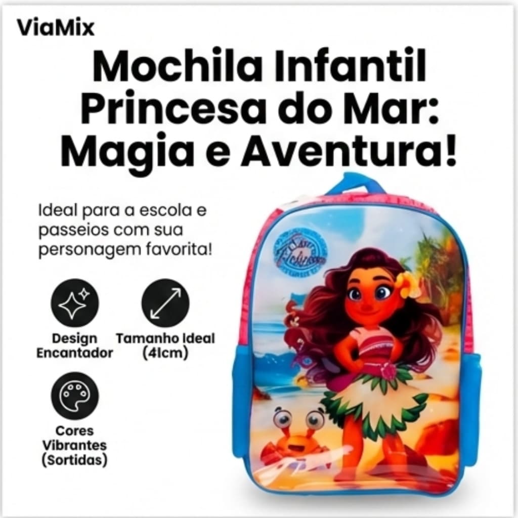 Mochila Infantil Princesa do Mar Moana – Costa | Sortida