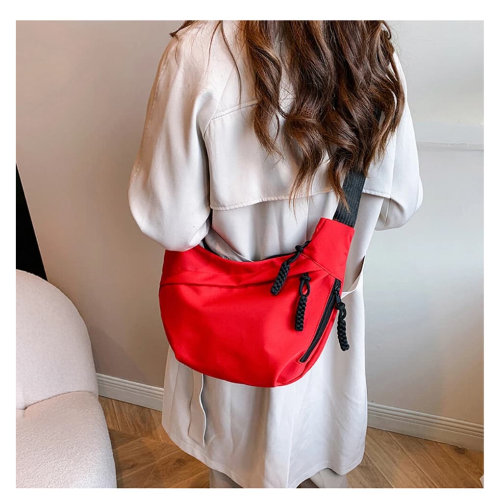 Bolsa tiracolo crescente feminina, bolsa Hobo de nylon folgada, bolsa de ombro espaçosa, bolsa tiracolo