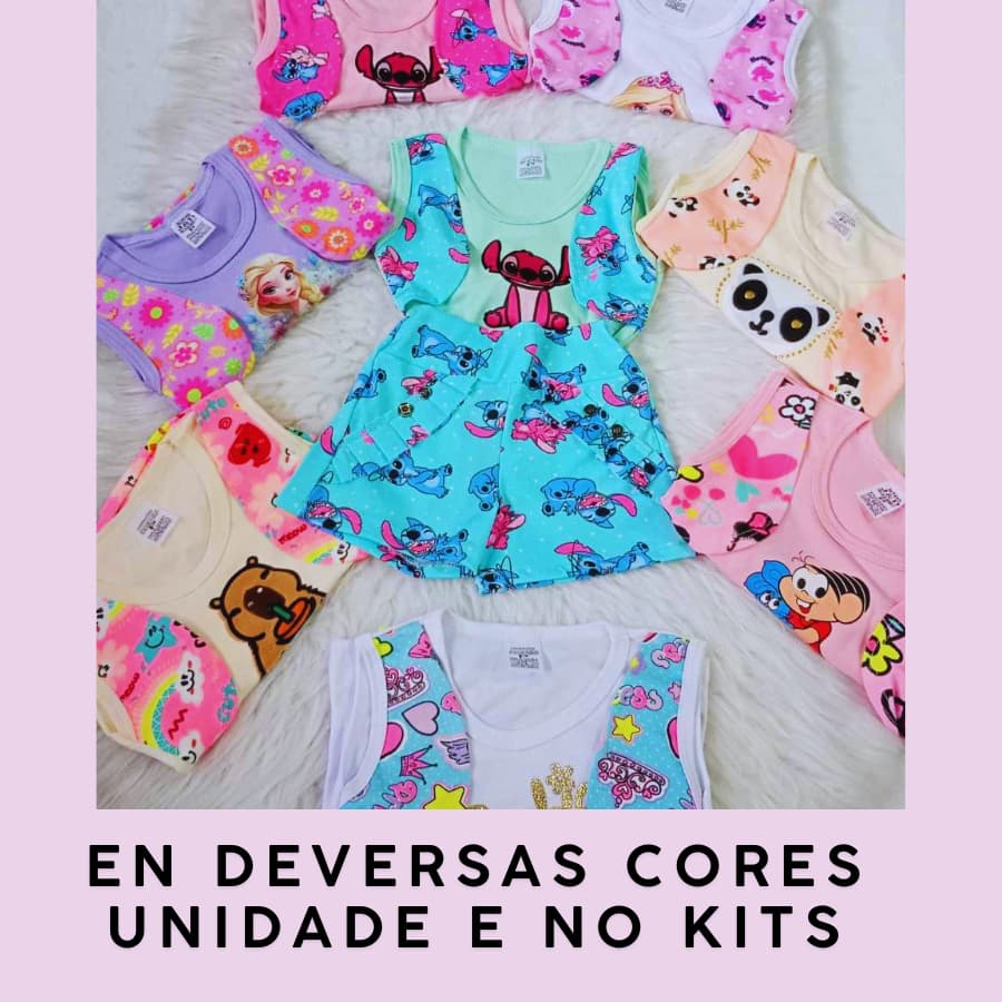 Kit Conjunto Infantil Menina Floral TAM 2 a 6 Anos | 1 2 ou 3 Conjuntos | Blusa + Short Saia | Envio Sortido