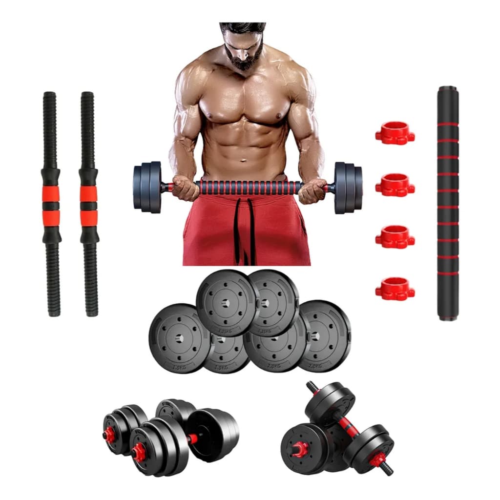 Halter Ajustável Anilhas 15kg Musculação Dumbbell Cor Preto TECPET