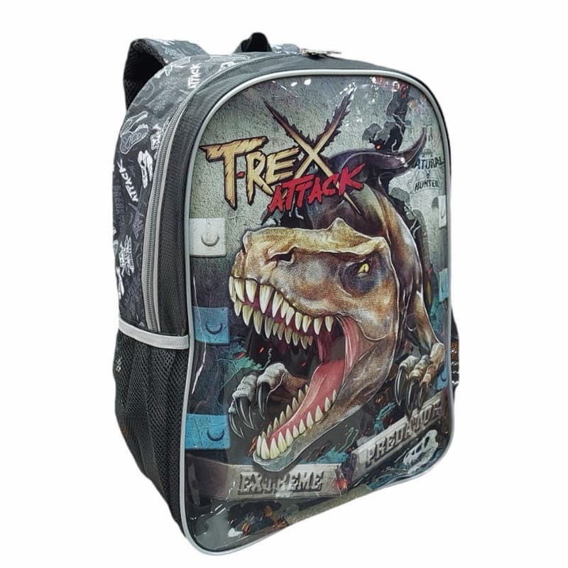 Mochila de Costas Infantil Dinossauro T-Rex Attack Escolar Passeio Preto