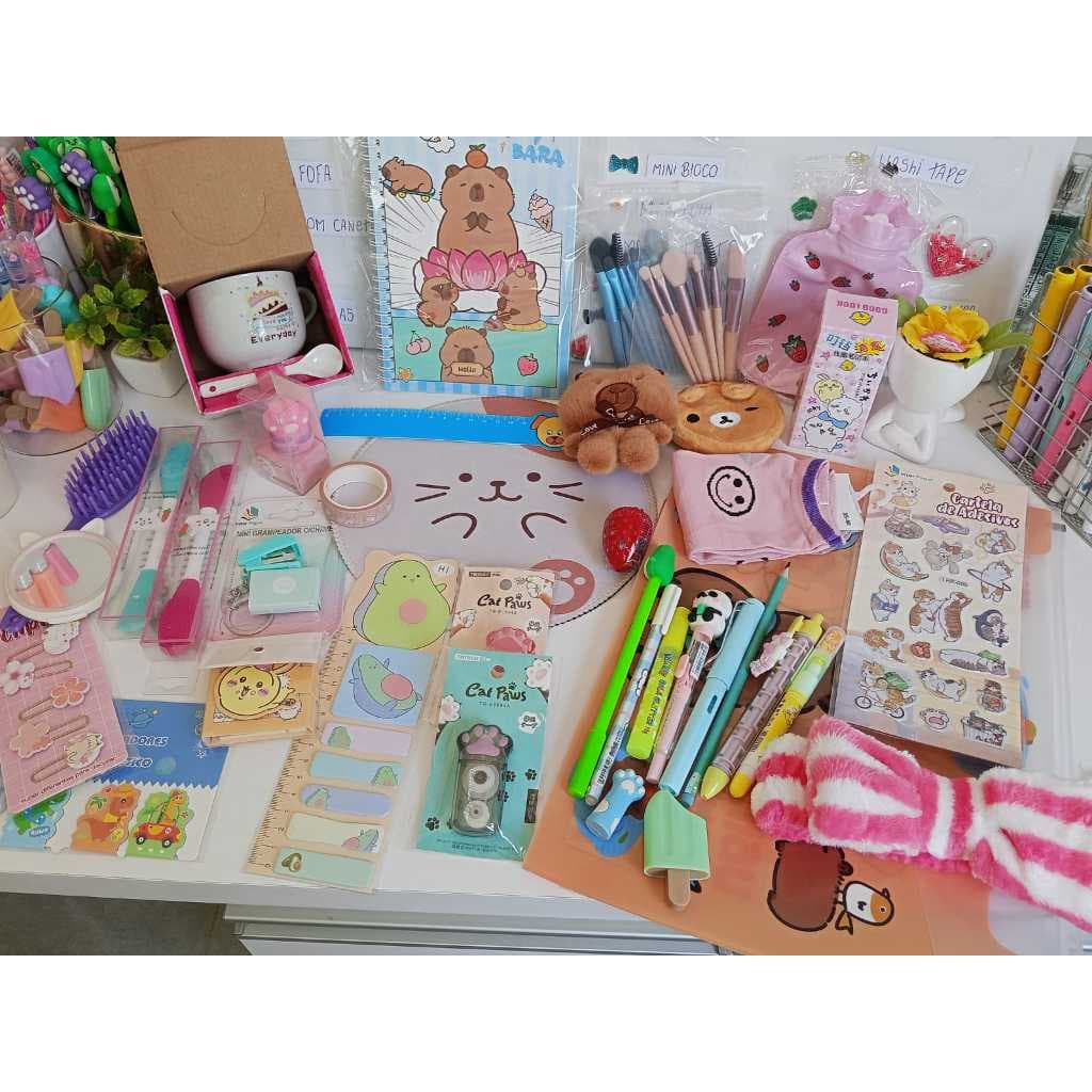 Kit Surpresa Kawaii -Papelaria - Beleza - Variedades