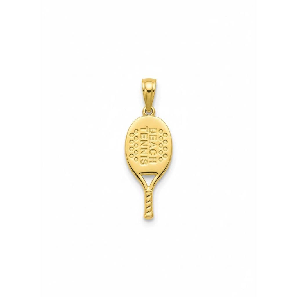Pingente Raquete Beach tênis Lisa Folheado a ouro 18k