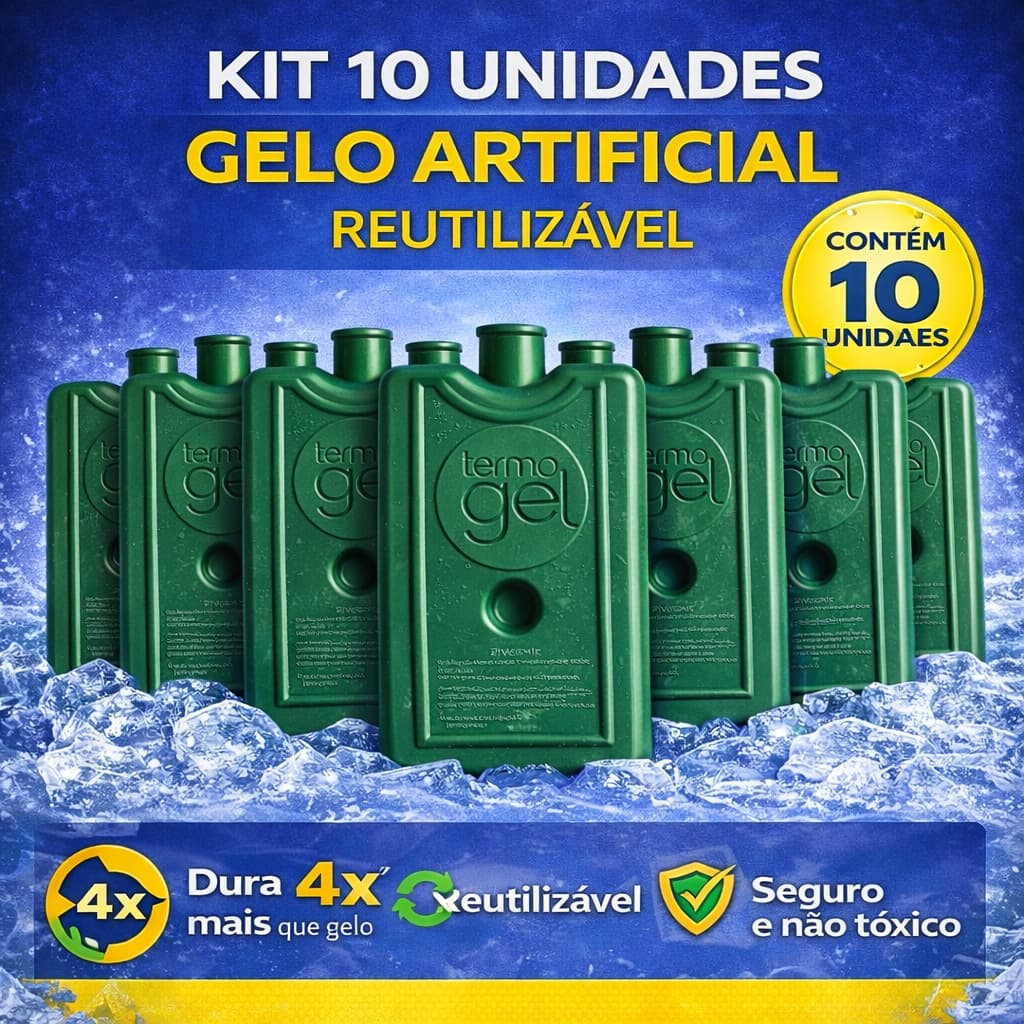 Kit 10 Gelo Reutilizável Artificial 200Ml Termogel Ideal Cooler Bebidas