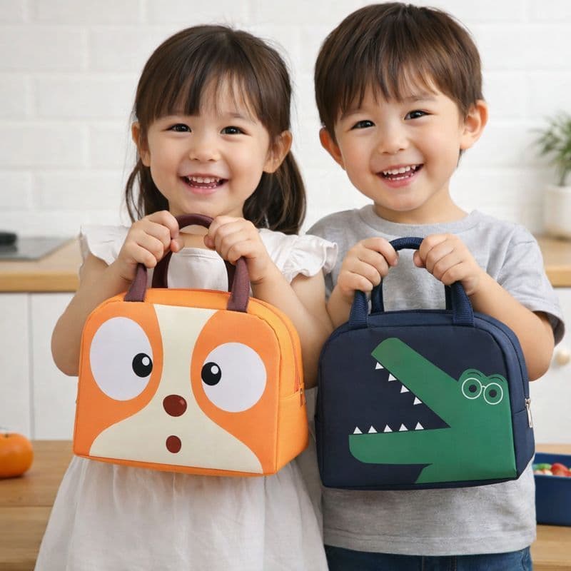 Bolsa Térmica Lancheira Escolar com Alça Estampas de Animais Kapbom KA-1413 comida, lanche e marmita
