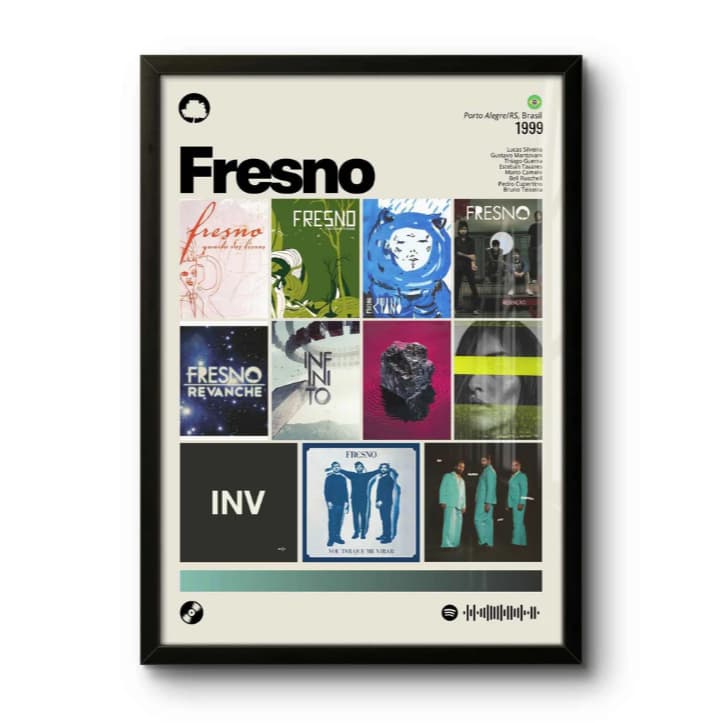 Quadro Decorativo: Fresno / Discografia (1999) arte visual moderna, decoração, musica, parede, sons.