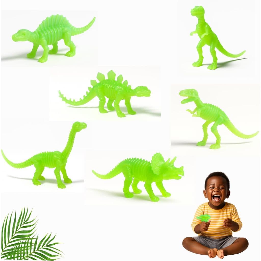 Brinquedo Dinossauro Brilha no Escuro Kit 6 Peças Infantil Jurassic para Meninos e Meninas