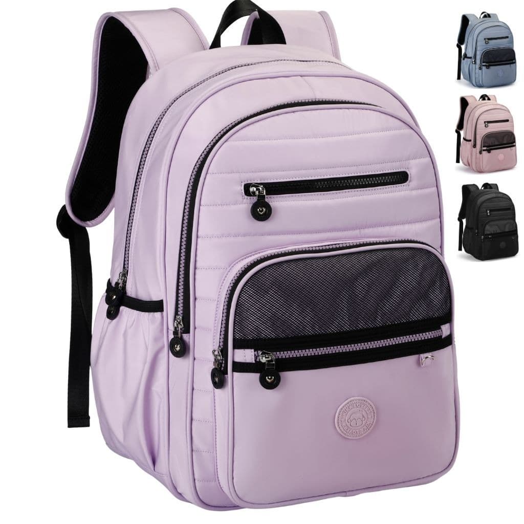 Kit Mochila Escolar Juvenil Kika Costas Rosa Liso com Estojo Redinha e Pingente Feminina Espaçosa