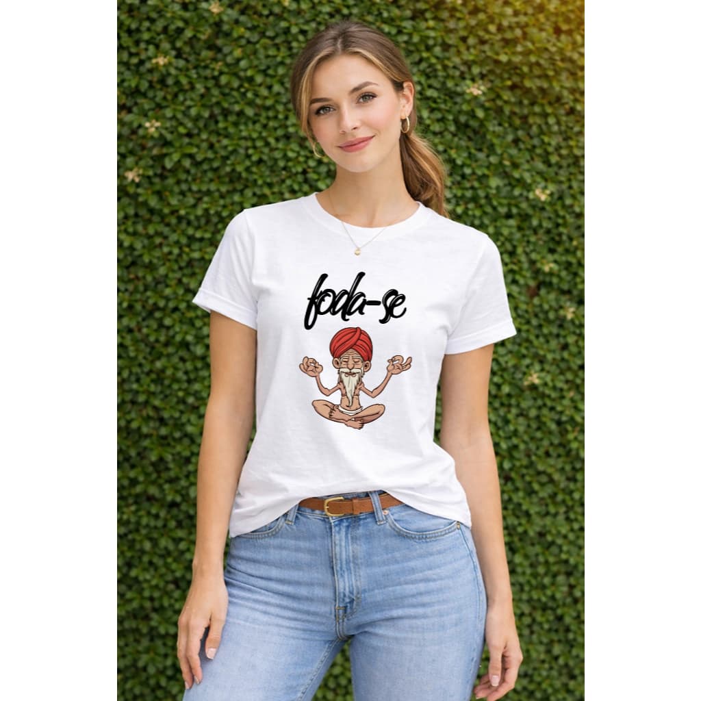 Camiseta Baby Look Feminina Meditação Foda-se Tecido 100% Algodão Conforto Premium, Envio Imediato