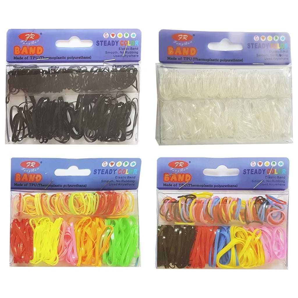 Kit 5 Cartelas Elástico de Cabelo Feminino | Descartável Multicolorido