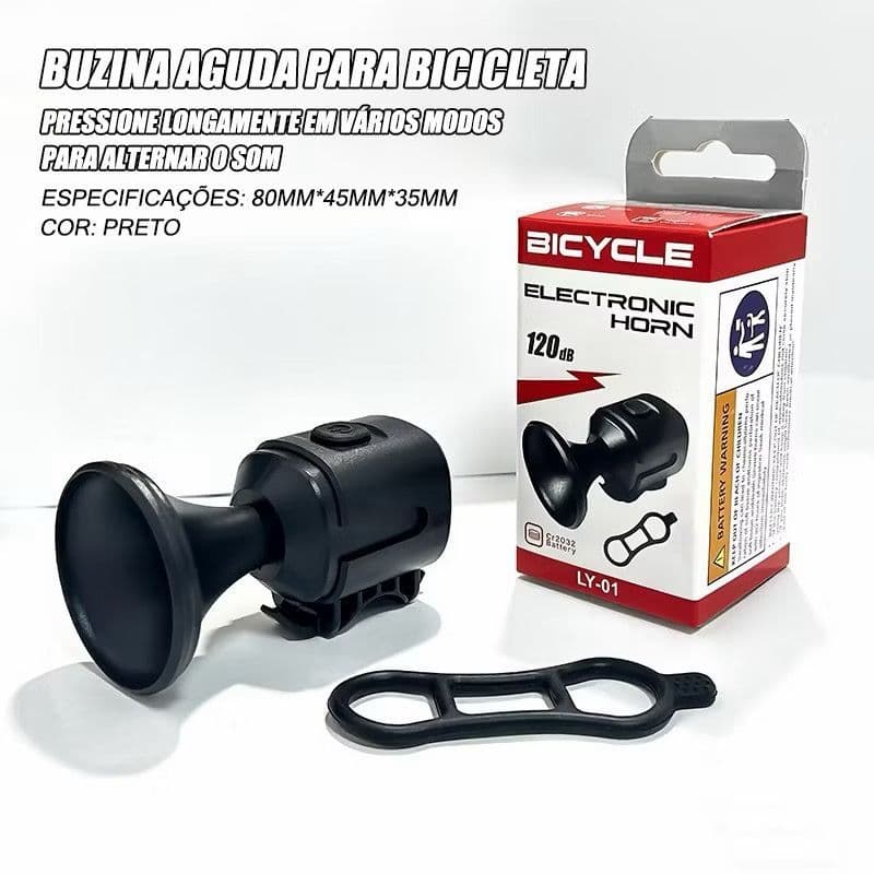 Bicicleta Eletrônica Buzina De Alerta Alto Som 120dB, À Prova D'água Adequada Para De Estrada E Montanha Campainha