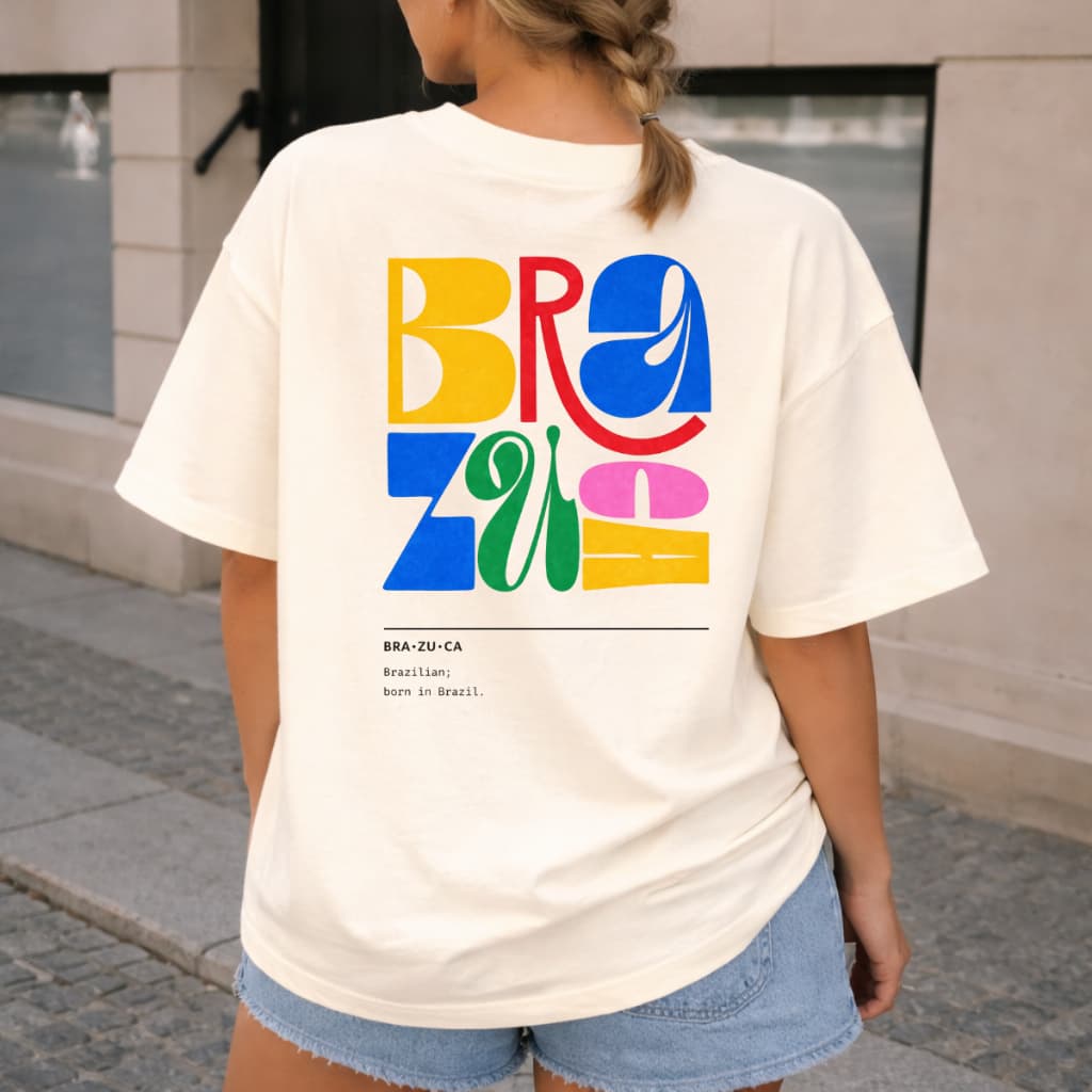 Camiseta Feminina Oversized Verão Brazuca Brasilidades 100% Algodão Praia Brasil