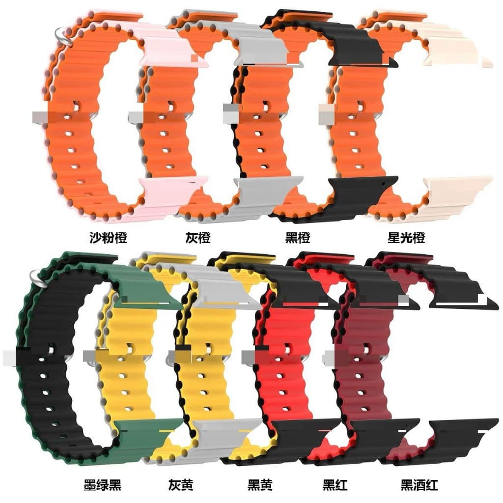 Pulseira Oceano Silicone Para Apple Watch Smartwatch e Iwo 42mm 44mm 45mm 49mm Ultra serie 8-9