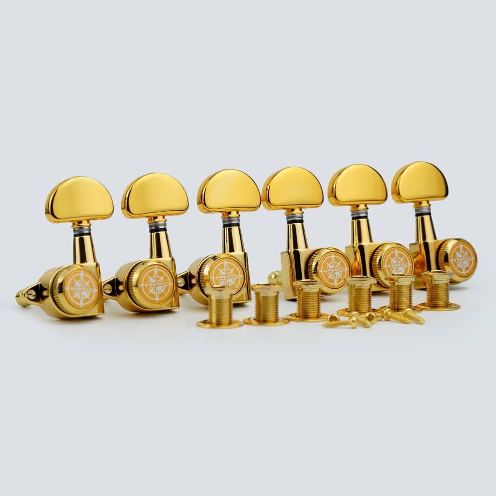 Kit tarraxas Guyker com travas posição 3R/3L Ideal para guitarras padrão Les Paul, PRS, SG, Fly ou similares.