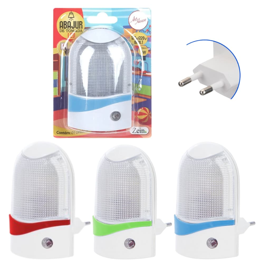 Kit 2 Luminária De Tomada Luz Abajur Noturna Led Bivolt com sensor luminosidade automático