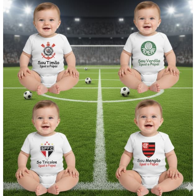 Body Bebê Time Futebol Torcedor Jogador Presente Frase Sou ... Igual o Papai