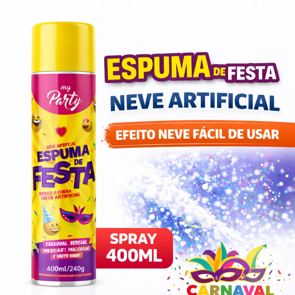 Espumas De Carnaval Neve Artificial  400 Ml/240G | Envio Imediato