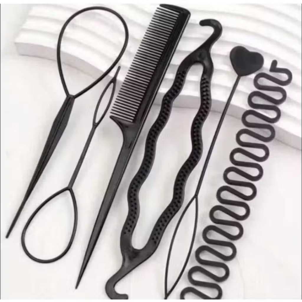 Kit 5/6 Peças Acessórios Cabelo | Coque, Trança e Agulha Mágica