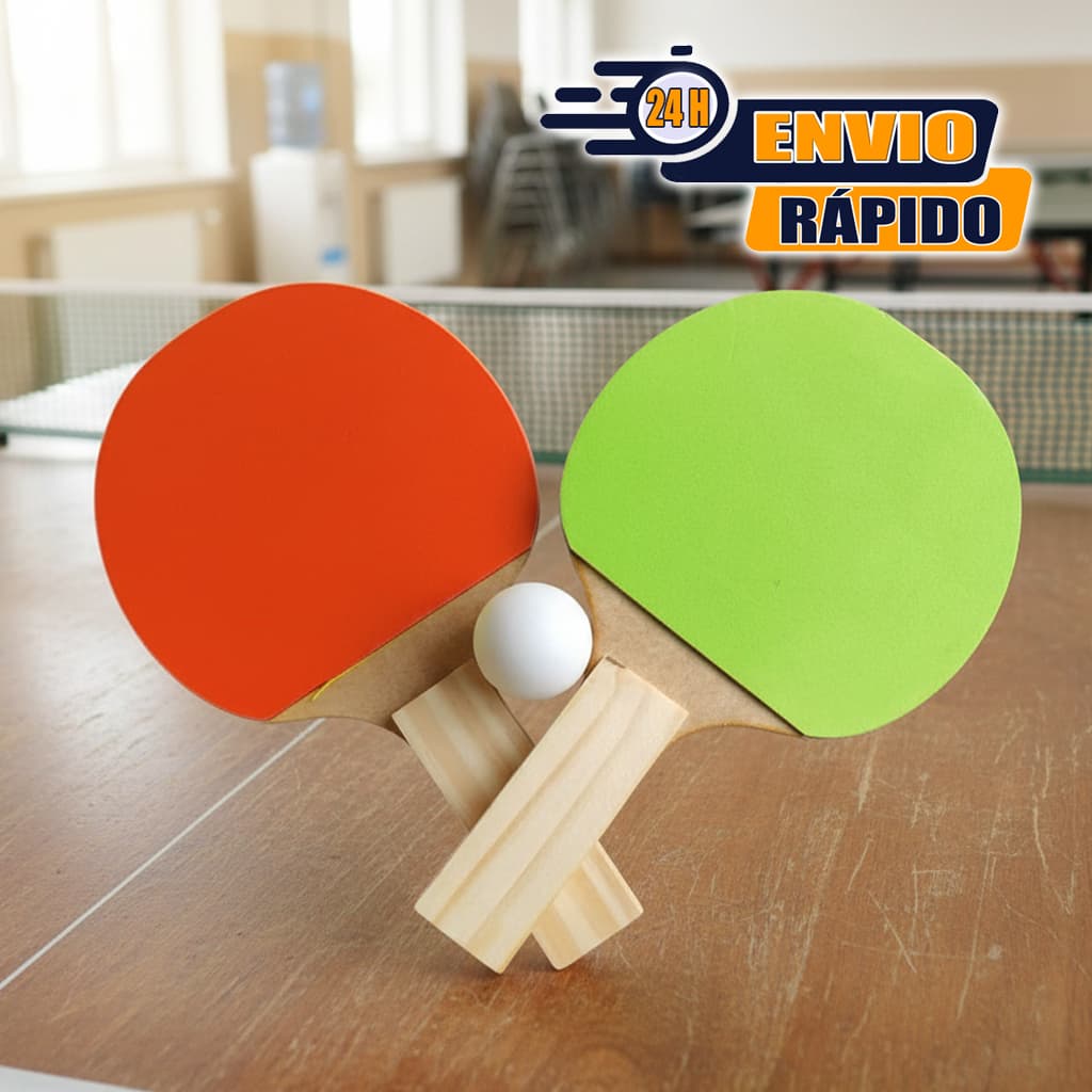 2 Raquetes 1 Bola Kit Ping Pong Tenis De Mesa brinquedo infantil madeira com eva