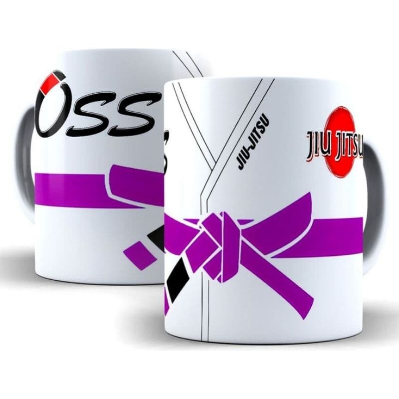 Caneca Faixa Roxa de Jiu-jitsu com o Nome de porcelana 325ml