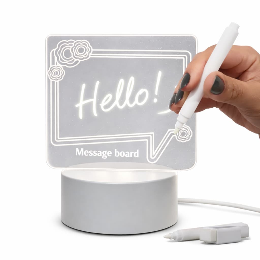 Luminária de Mesa com Caneta Led 3d Tipo Lousa Abajur De Mesa Modelo Quadrado Acrilico Usb