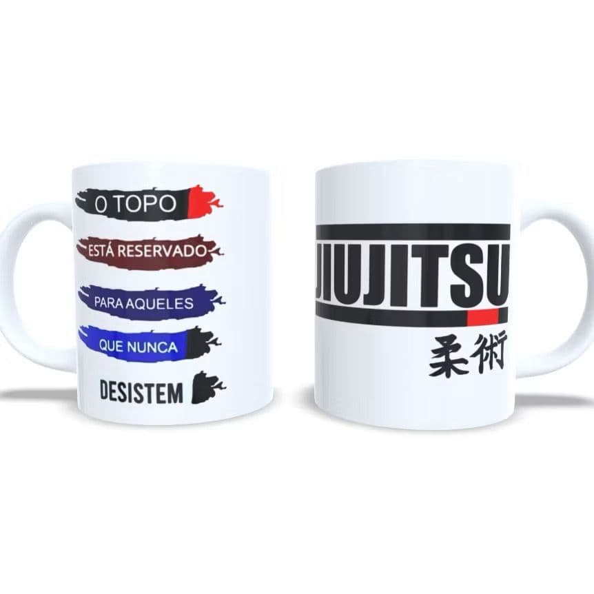 Caneca Jiu Jitsu Artes Marciais Cores Das Faixas 325ml De Porcelana Embalada Para Presente