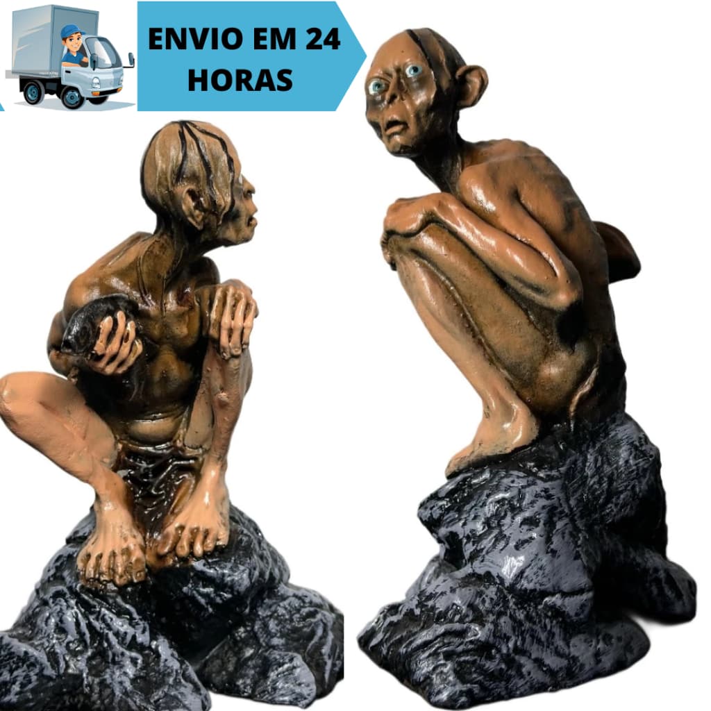 Boneco Gollum Smeagol Senhor dos Anéis Filme Estatueta Colecionável Estátua de Resina