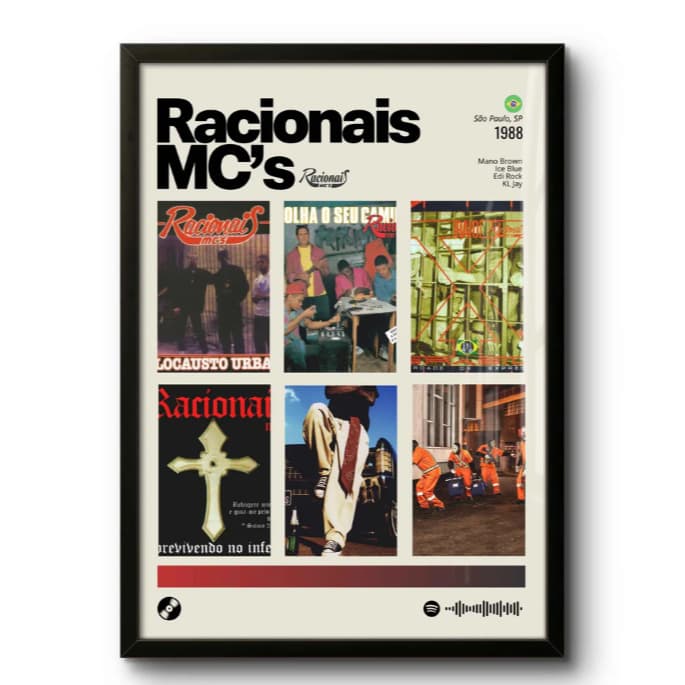 Quadro decorativo: Racionais MC's / Discografia (1988) arte visual moderna, arte de parede, musicas.