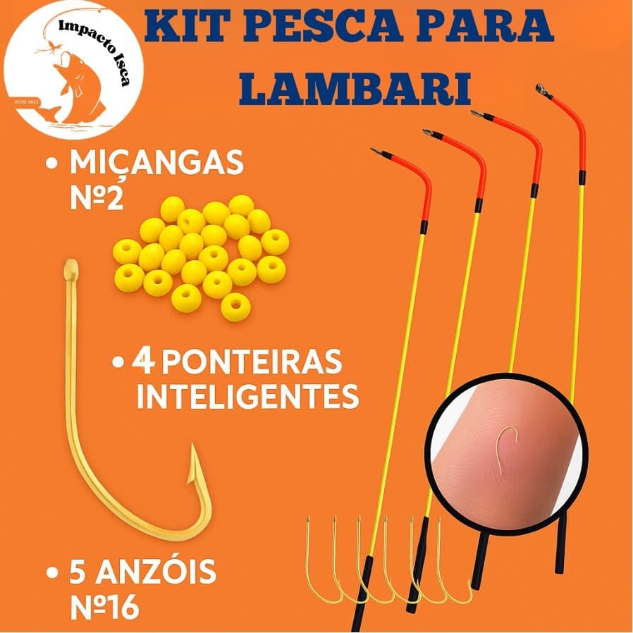 Kit de Pesca para Lambari/Tilápia Completo – 100 Miçangas + 4 Ponteiras Inteligentes + 5 Anzóis Nº16