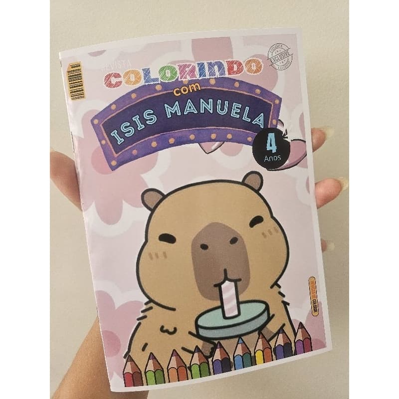 Kit Revistinha Livro de Colorir Infantil   Festa Lembrancinha Prenda PERSONALIZADO - DESENHO - CAPIVARA livrinho