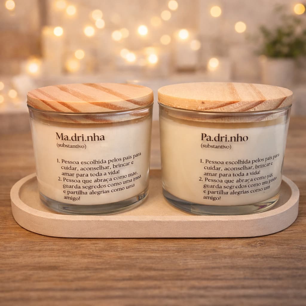 Vela aromática padrinhos de batizado