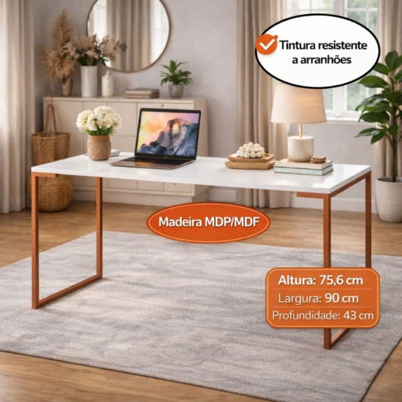 Mesa Escrivaninha para Computador Notebook Estudo Home Office Cantinho do Café  Pés de Ferro