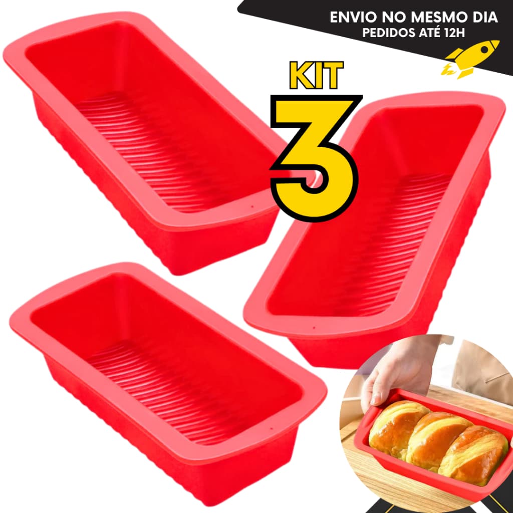 Kit 3, 2 ou 1 un - Assadeira Forma de Silicone para Pães Bolos Sobremesa Airfryer Forno Antiaderente