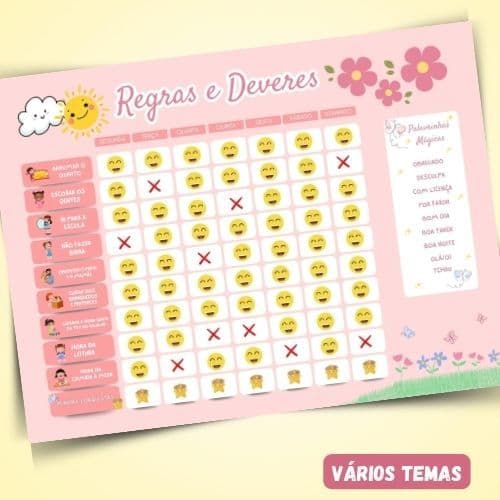 Quadro de Rotina Infantil - Tarefas, Regras e Deveres | Feito de Imã para Fixação em Geladeira
