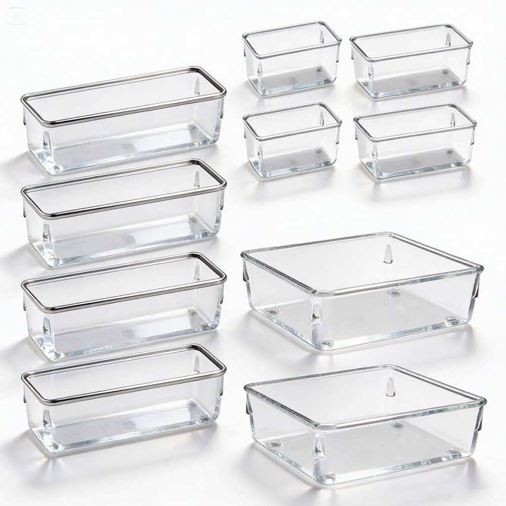 Kit 10 Organizador Acrílico Gaveta Maquiagem Cozinha | Caixa Organizadora Penteadeira Geladeira Banheiro Transparente