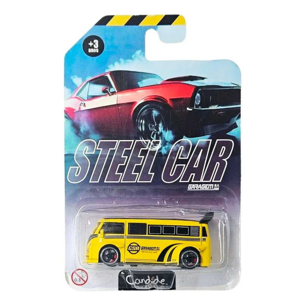 Carrinho de Metal Candide Steel Car Fusca Kombi Die Cast Miniatura