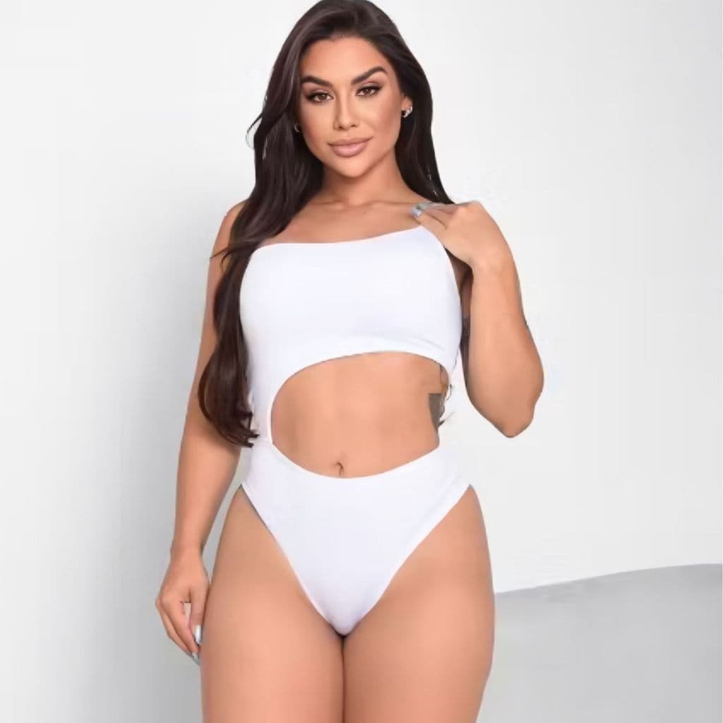 Body Collant Maiô Feminino Tendência Blogueira um Ombro Tendência Verão Meninas