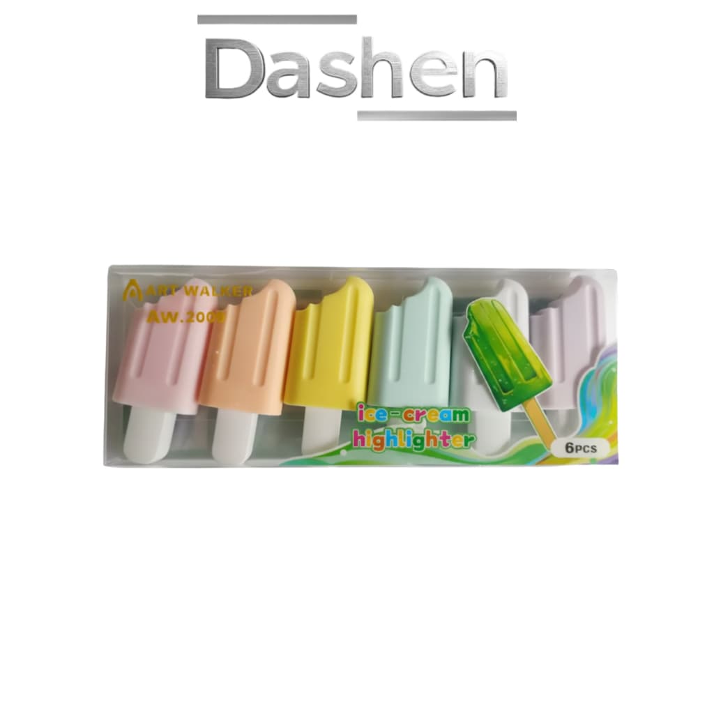 Kit 6 Marca Texto Picolé Kawaii Tons Pastel Ice Cream Art Walker