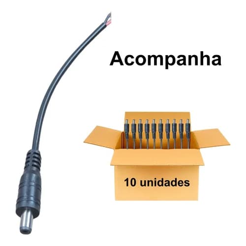 Conjunto 10 Cabos P4 Macho Rabicho para CFTV