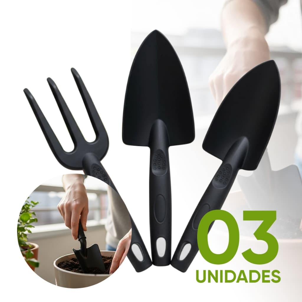Kit Jardinagem 3 Ferramentas De Jardim Para Apartamentos E Casas
