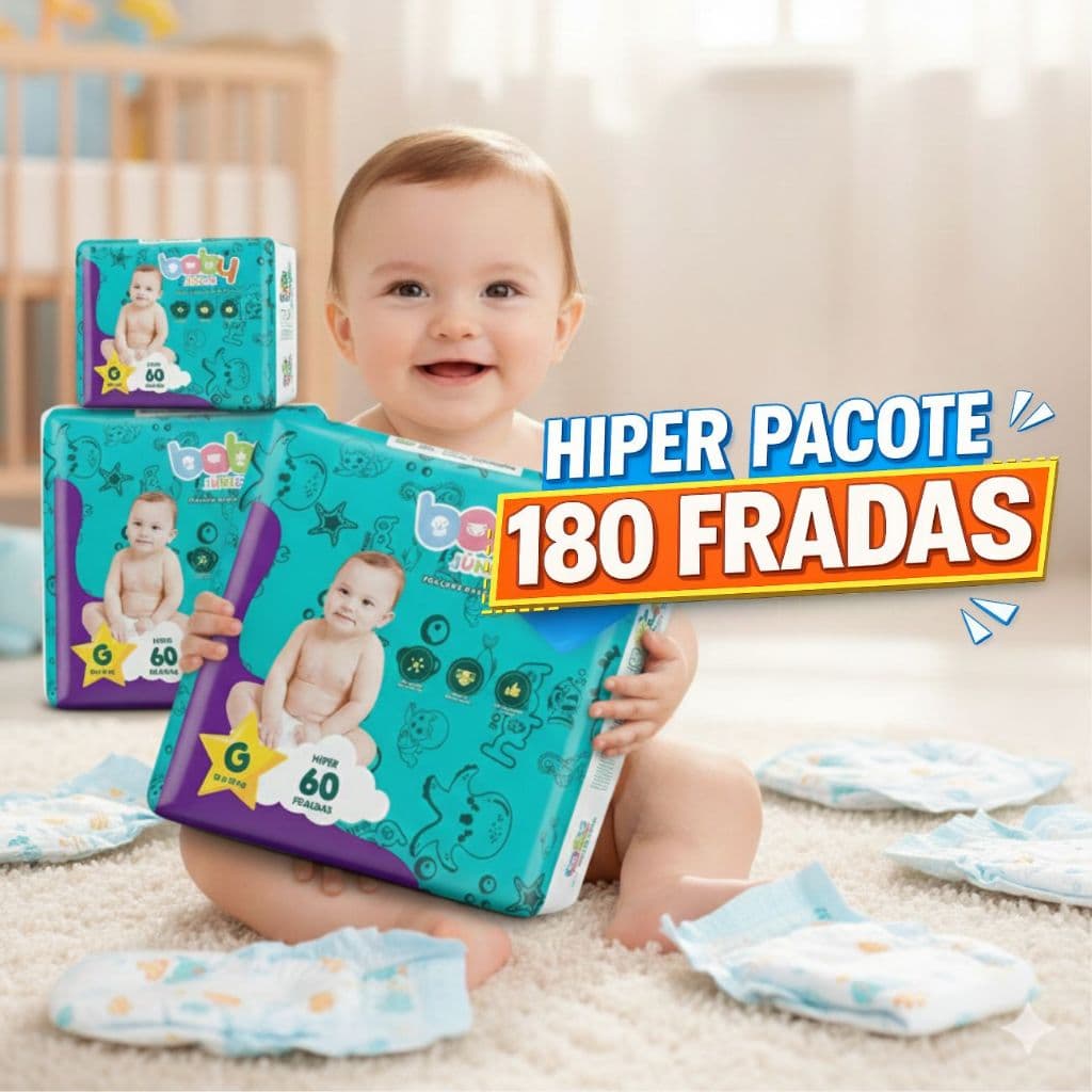 Hiper Pacotão Fralda  Barata 180 Fraldas Infantil Descartáveis