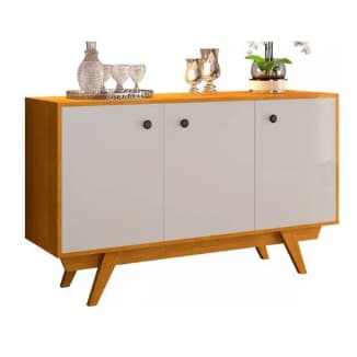 Buffet Aparador Harmonia Cinamomo/Off White 3 Portas Retro