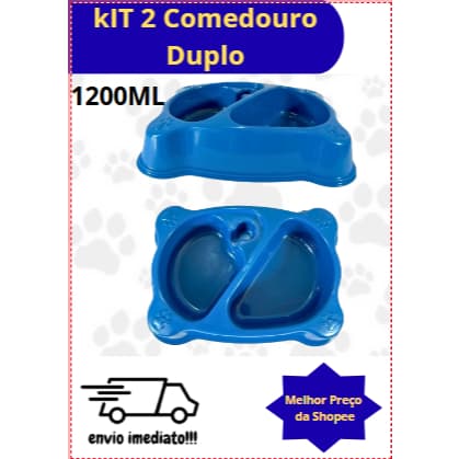 Kit 2 Comedouro Duplo Pet Comedouro Bebedouro automático Suporte Garrafa - para cachorro gato coelho