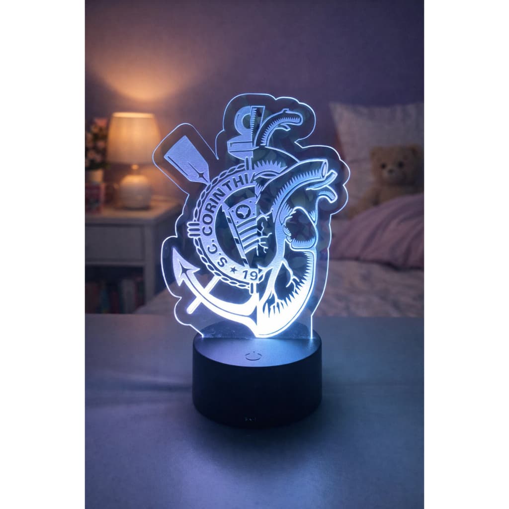 Luminária LED 3D de Mesa /Decoração luz noturna Corinthians