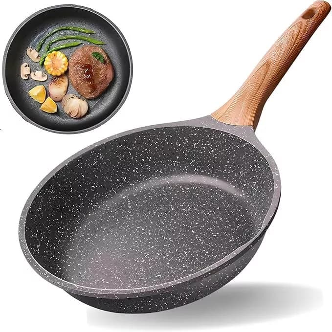 Frigideira Antiaderente Cerâmico Frita Sem Óleo 24-28cm Funda Cabo Madeira Não Gruda Fogão Indução/Gás-envio imediato