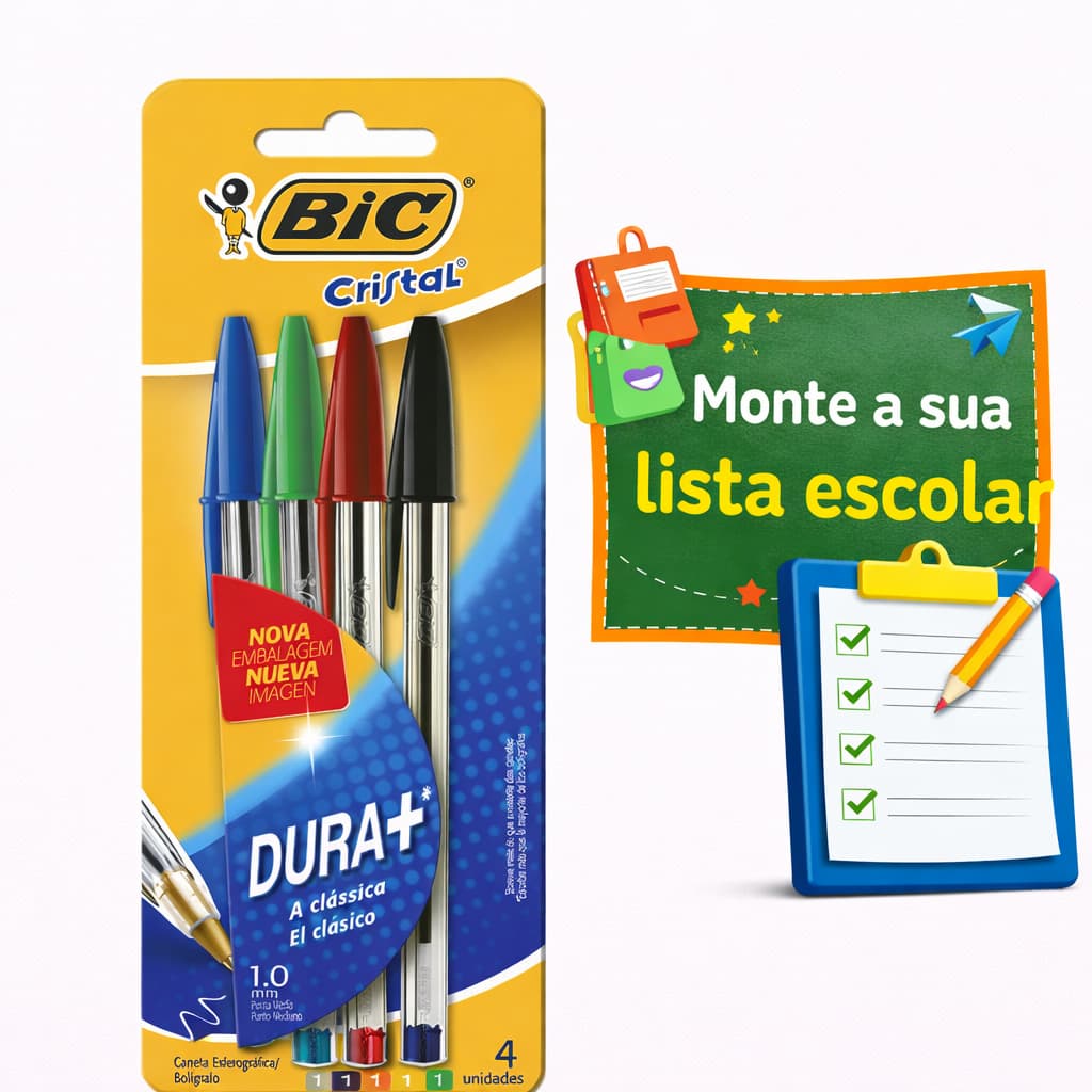 Caneta Esferográfica 4 Unidades Cristal Bic