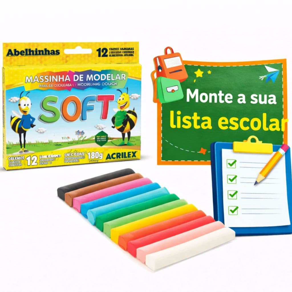 Massinha De Modelar 12 Cores Soft 180 g Acrilex