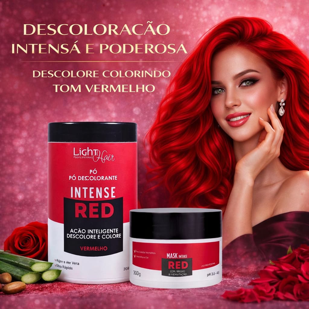 Kit Descolorante Vermelho Intense Red 200g + Máscara Tonalizante 300g Light Hair