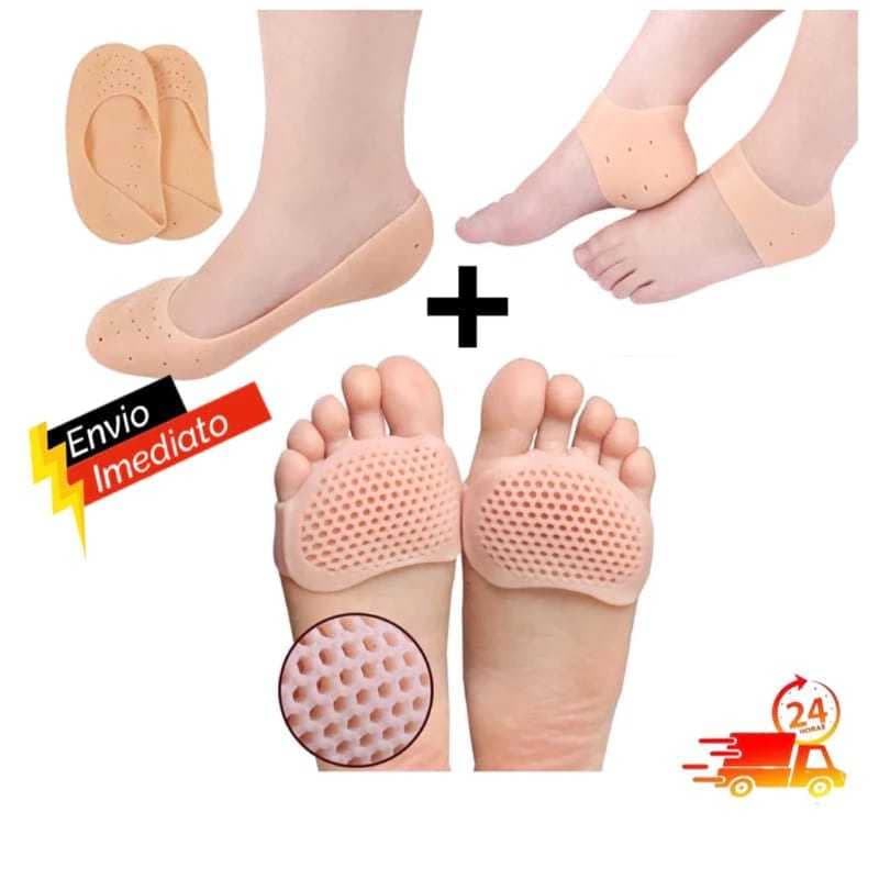 Kit Palmilhas Silicone Gel Ortopédica Pés Calcanhar Fascite Plantar Esporão Cor Da Pele