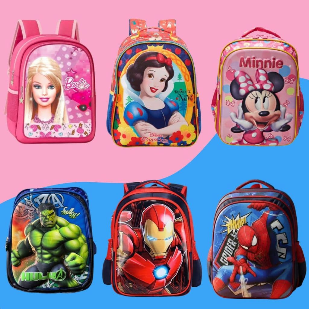 Bolsa Escolar Infantil Menino e Menina Estampas Divertidas - (Acompanha apenas a bolsa)